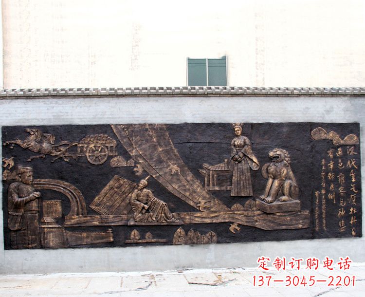 邯郸“汉代重气质，牡丹留正色”中国传统文化浮雕壁画，玻璃钢仿铜园林墙壁装饰壁画