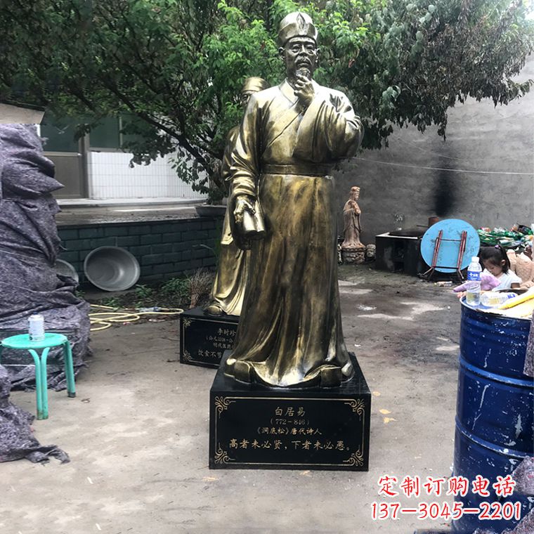 邯郸白居易仿铜雕像经典中国古代诗人的艺术再现