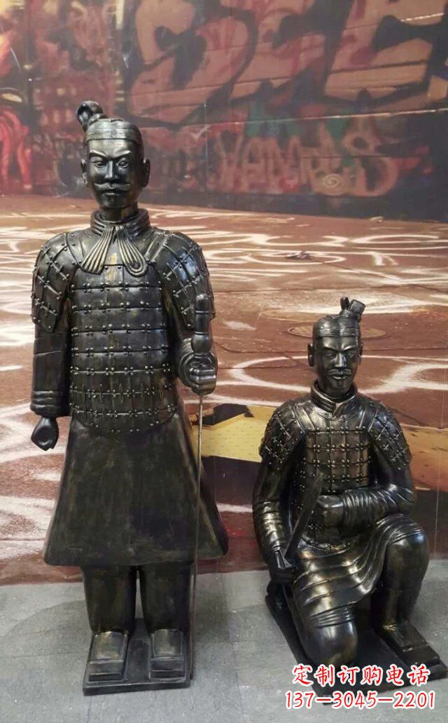 邯郸兵马俑玻璃钢仿铜人物雕塑