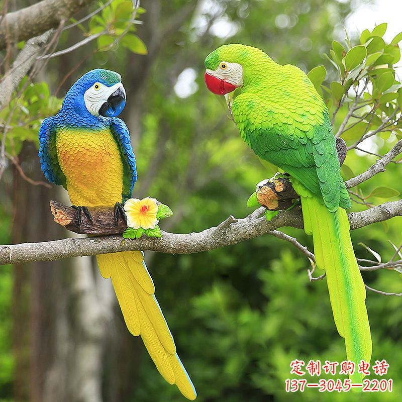邯郸玻璃钢仿真鹦鹉-公园动物雕塑摆件
