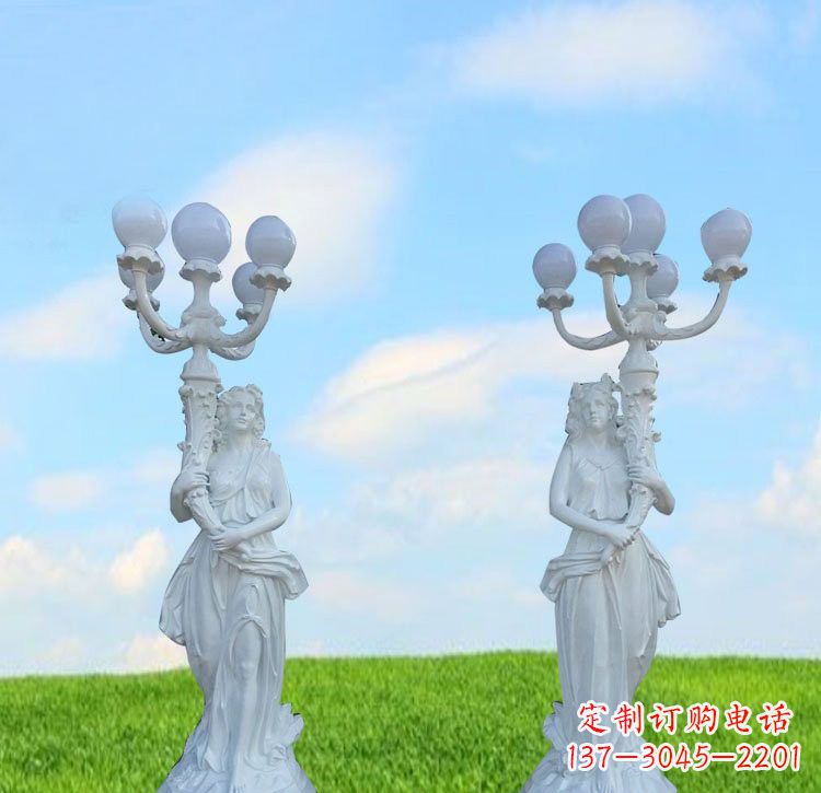 邯郸美女雕塑玻璃钢西方美女路灯的艺术精髓