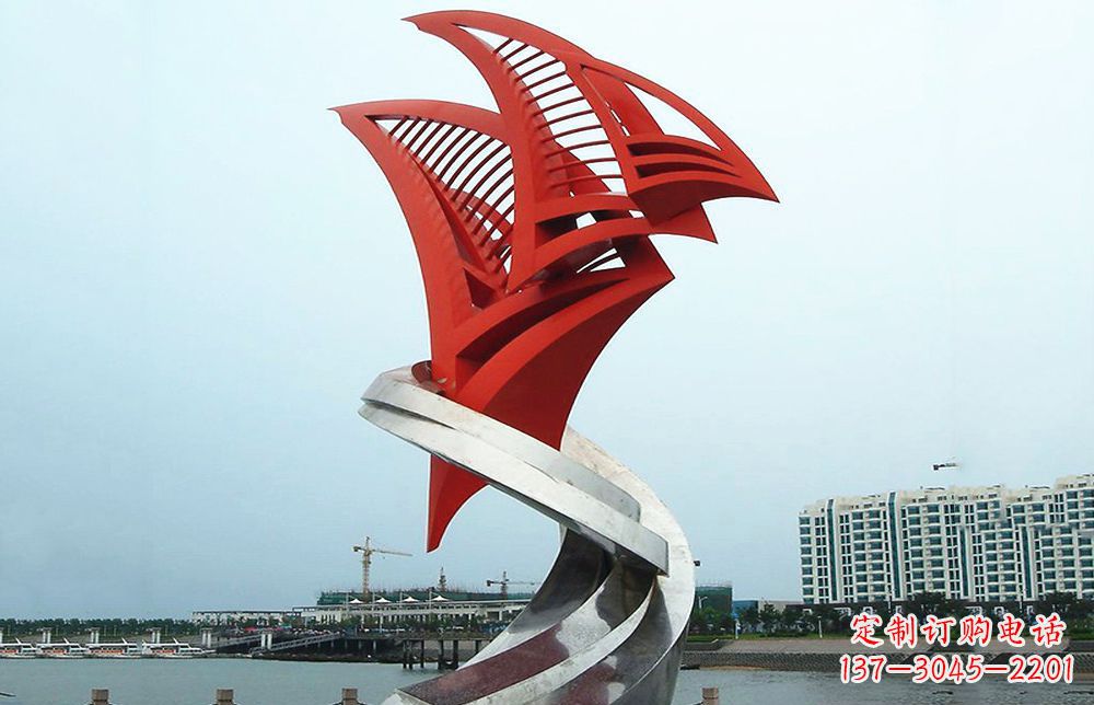 邯郸海洋之舟——不锈钢抽象帆船海边景观雕塑