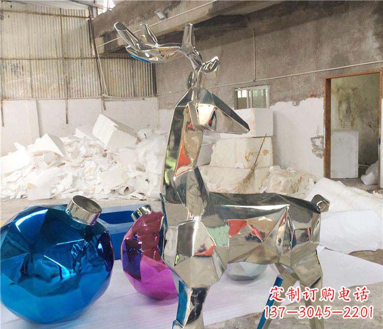 邯郸不锈钢抽象几何梅花鹿雕塑
