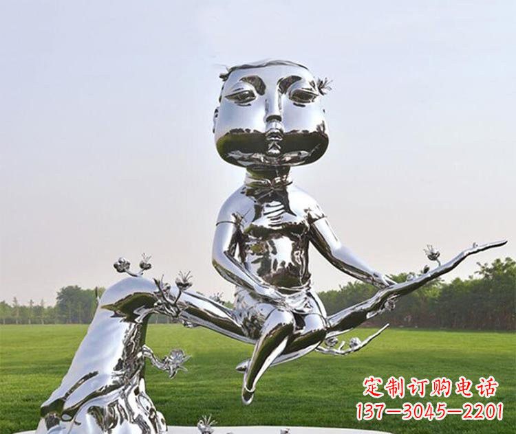 邯郸不锈钢树枝上的女孩雕塑