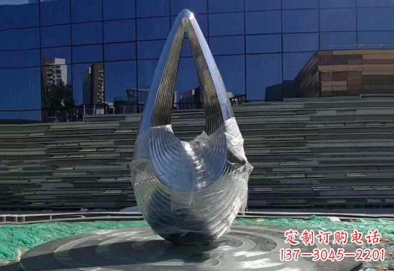 邯郸不锈钢公园空心水滴雕塑
