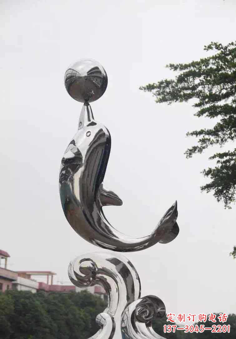邯郸海豚雕塑增添不锈钢广场的魅力