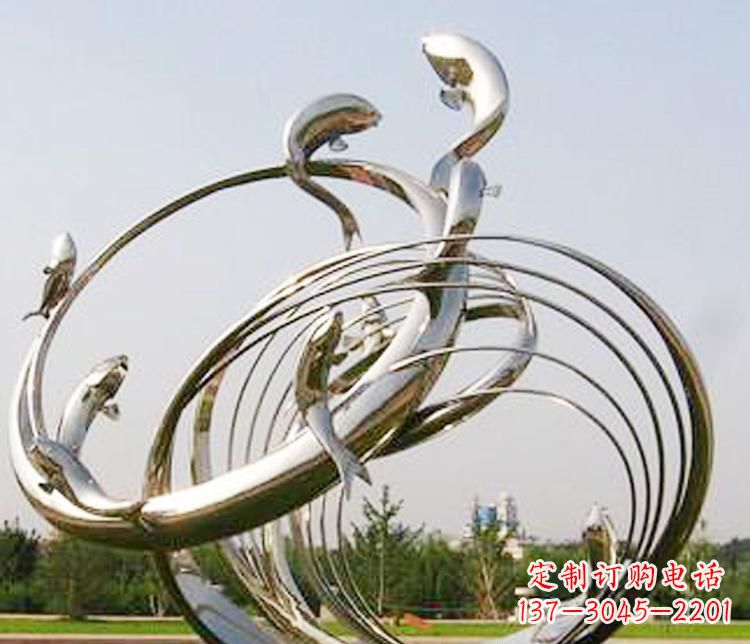 邯郸不锈钢海豚雕塑美丽而又神秘