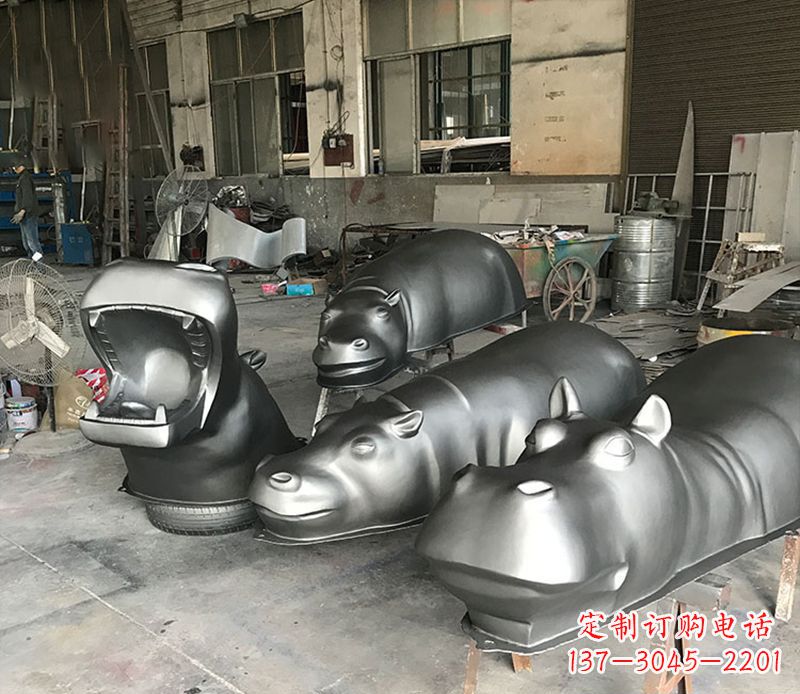 邯郸不锈钢河马雕塑2