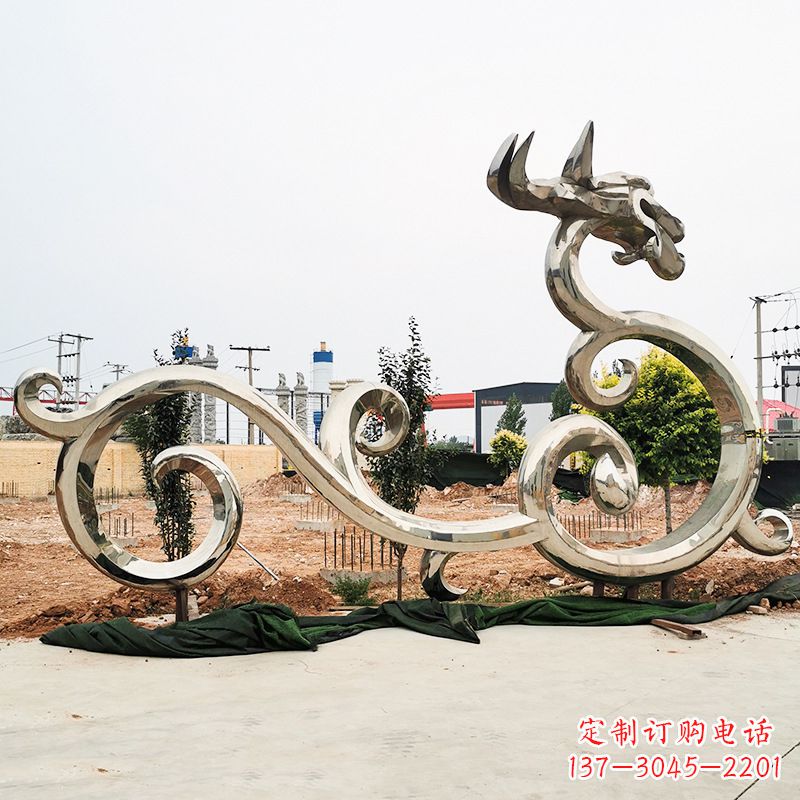 邯郸不锈钢花边龙形雕塑传承中华文化精髓