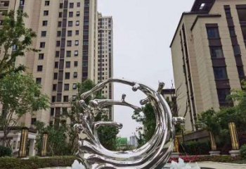 邯郸不锈钢海浪喷泉雕塑精美雕刻，灿烂绚烂