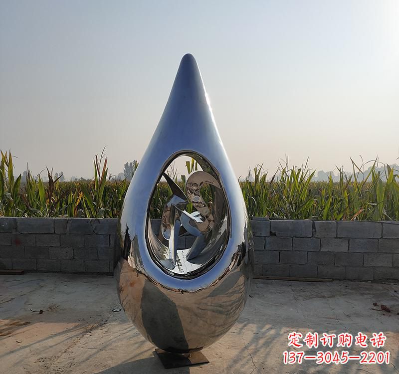 邯郸不锈钢水滴雕塑展现自然之美