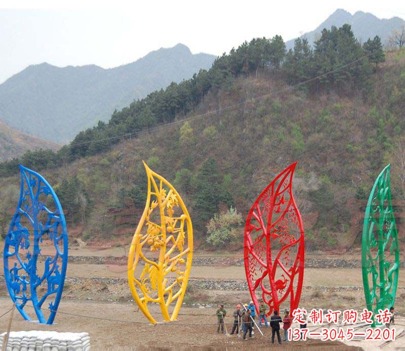 邯郸不锈钢镂空树叶景观雕塑1