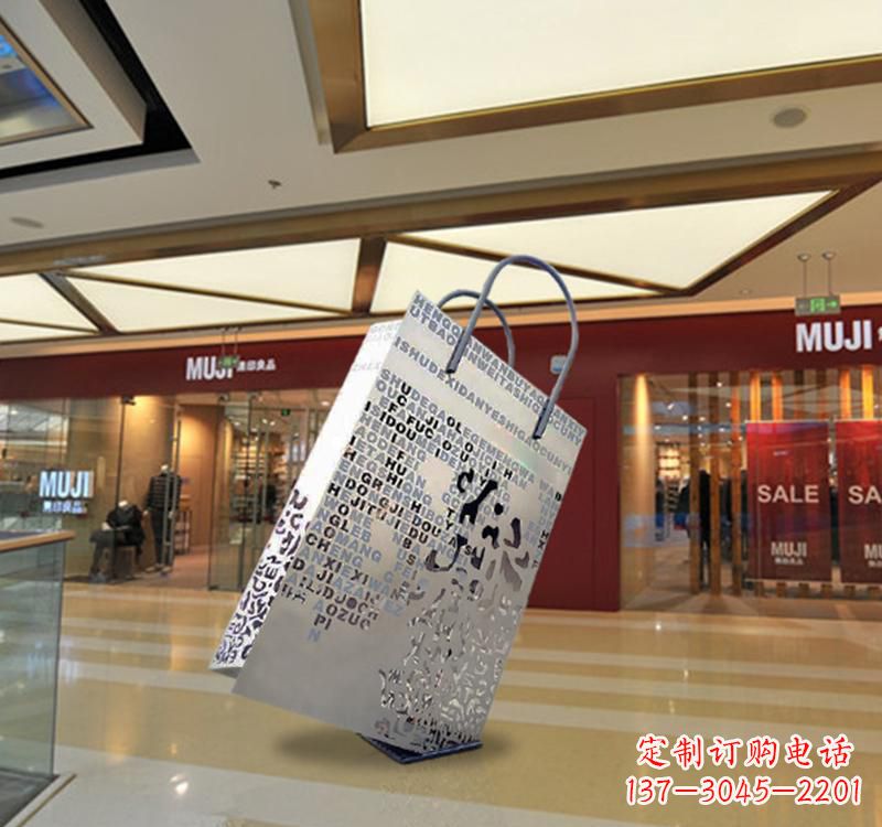 邯郸不锈钢商场景观购物袋雕塑