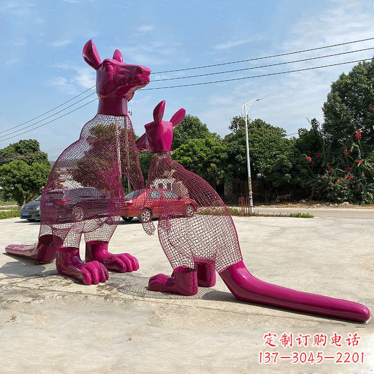 邯郸不锈钢袋鼠雕塑给公园带来美好景观
