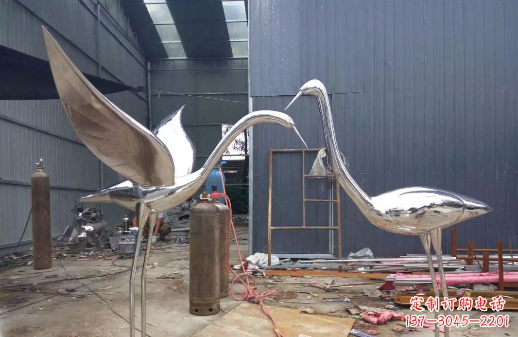 邯郸不锈钢仙鹤雕塑传承中国文化
