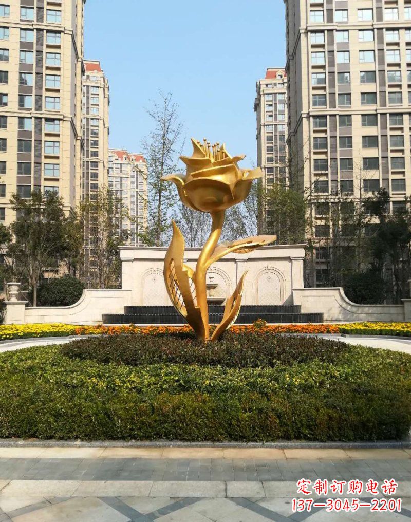 邯郸不锈钢小区玫瑰花雕塑浓郁情感的视觉体验