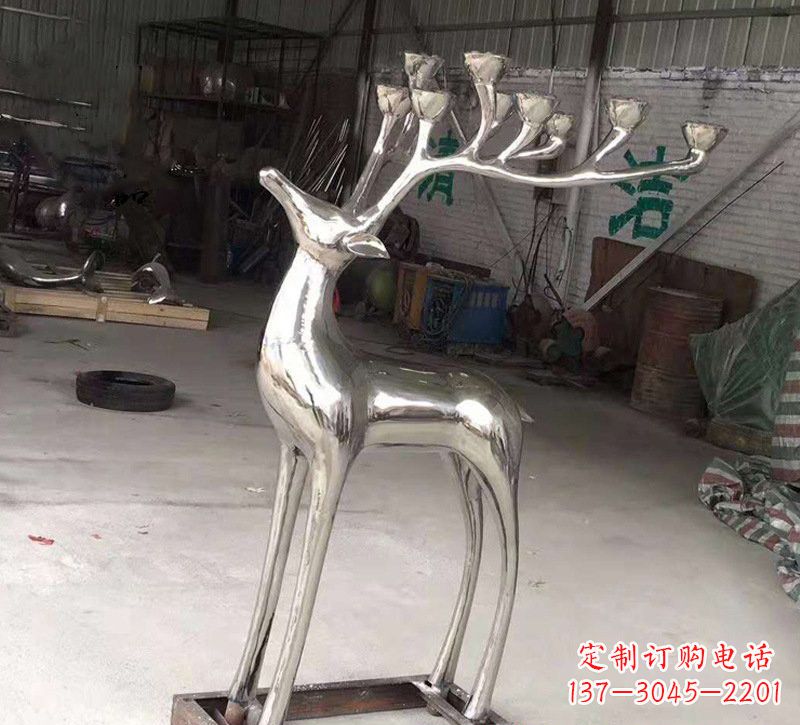 邯郸精美梅花鹿雕塑——点亮不锈钢烛台