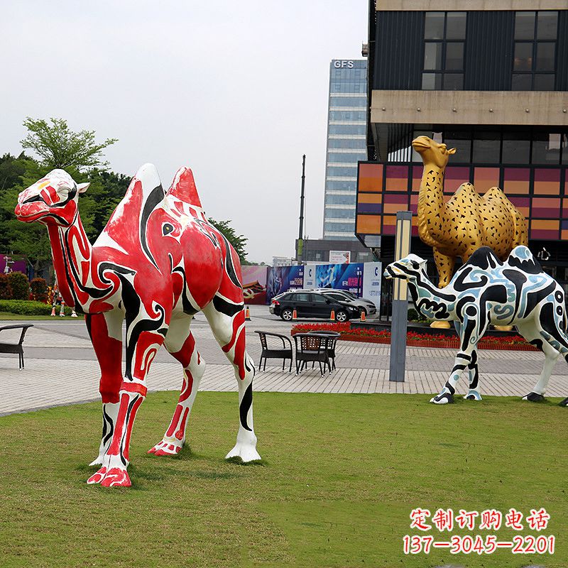 邯郸彩绘骆驼不锈钢雕塑城市园林的精美装饰