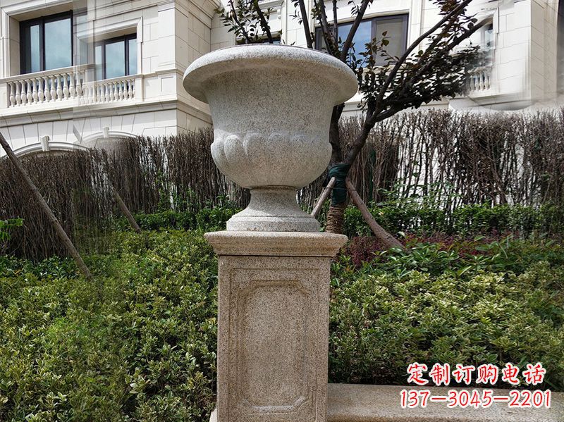 邯郸大理石花钵小区花盆石雕艺术品