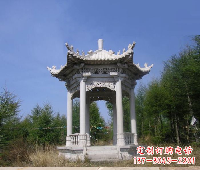邯郸大理石六角石雕凉亭 (3)