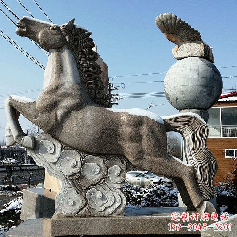 邯郸大理石马踏祥云雕塑