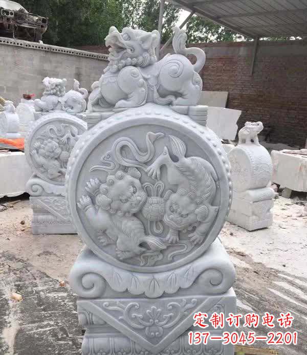 邯郸大理石狮子抱鼓石雕塑