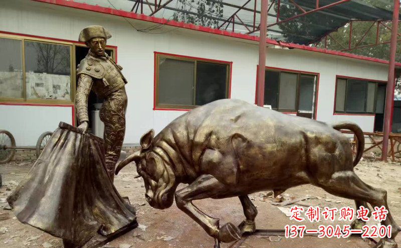 邯郸斗牛人物铜雕 (2)