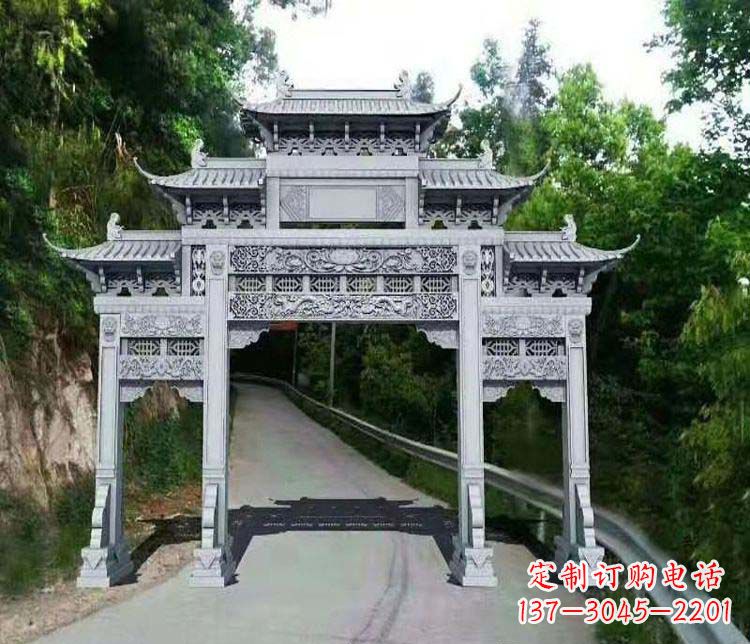 邯郸仿古三门牌坊石雕