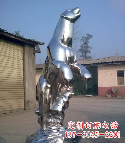 邯郸公园不锈钢抽象北极熊动物雕塑