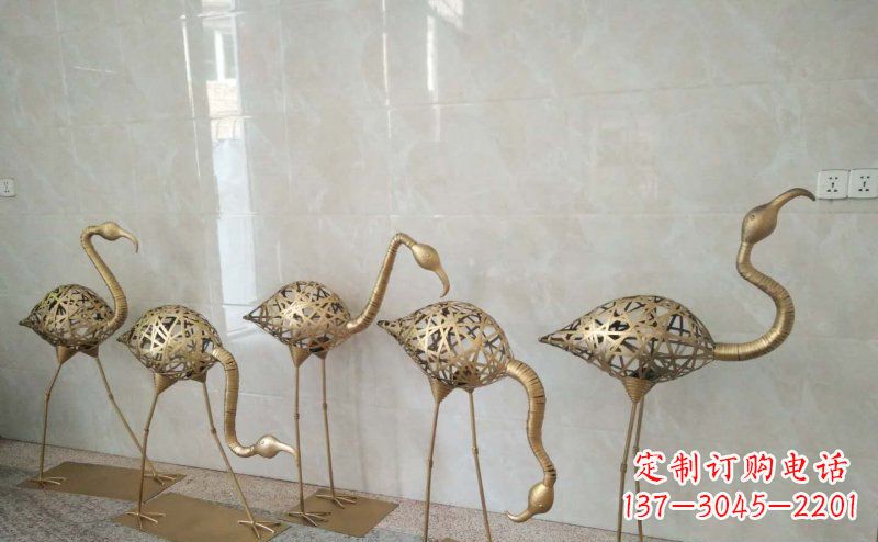 邯郸公园不锈钢抽象火烈鸟动物雕塑