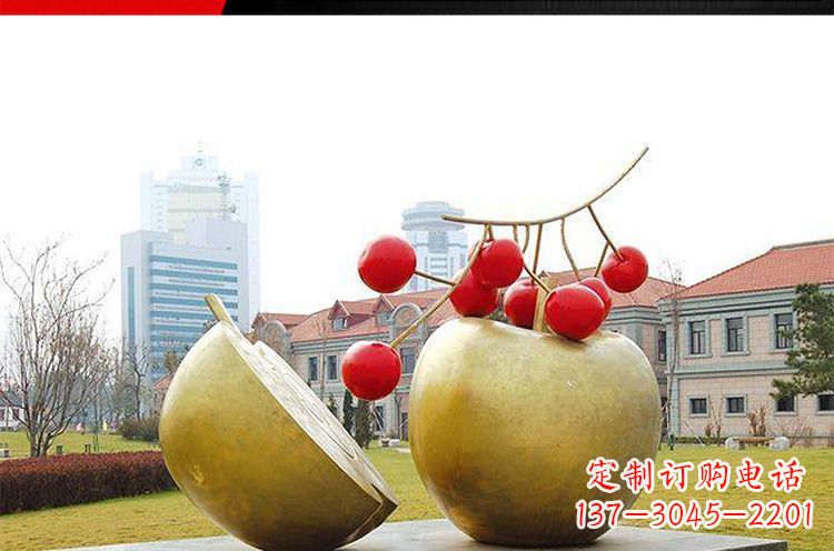 邯郸公园不锈钢苹果樱桃雕塑