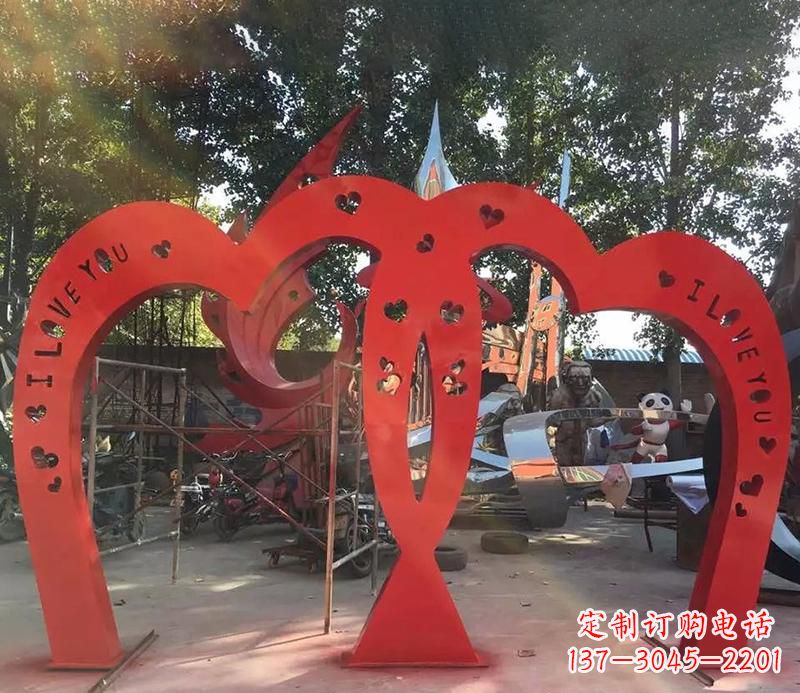 邯郸中领雕塑新款不锈钢心形拱门雕塑