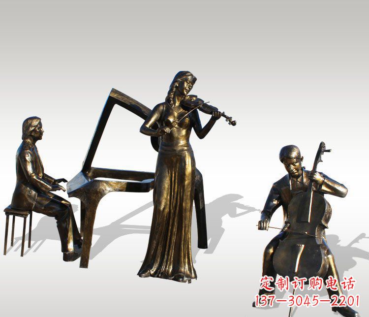 邯郸公园景观钢琴拉小提琴人物铜雕