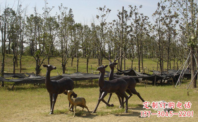 邯郸优雅雕塑-梅花鹿铜雕