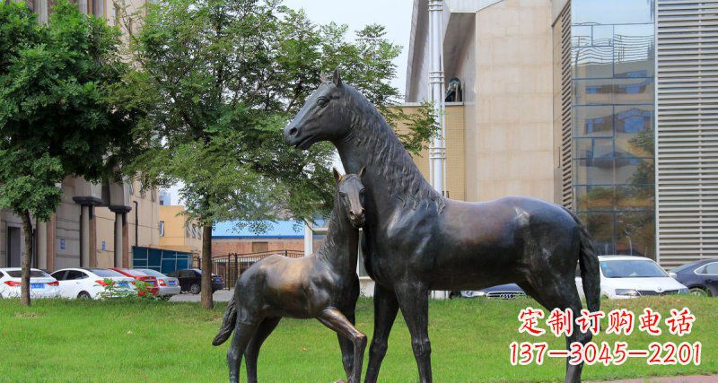 邯郸优质实木母子马铜雕