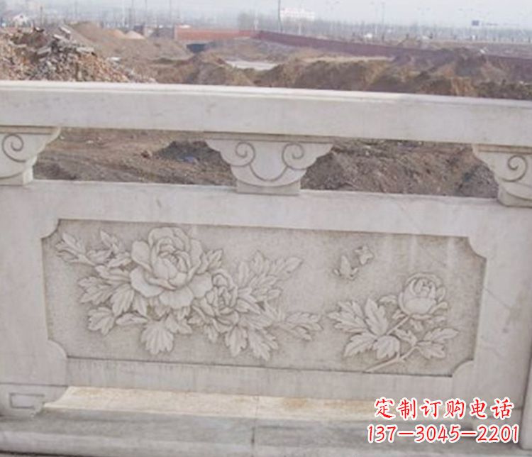 邯郸牡丹花浮雕石栏板景观雕塑