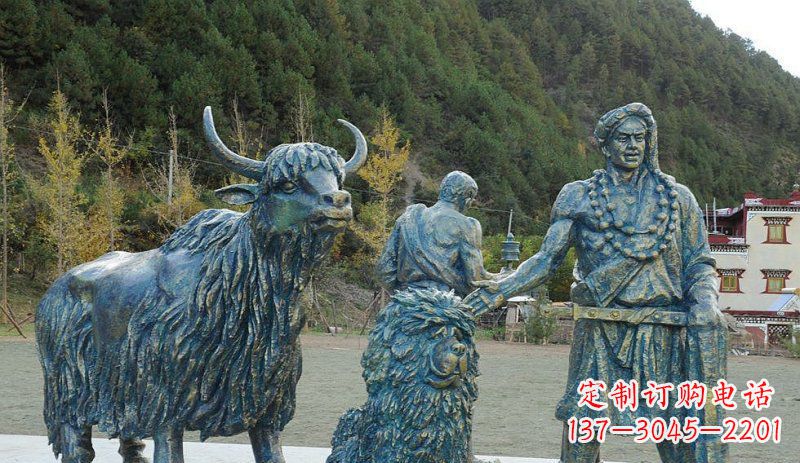 邯郸中领雕塑定制牦牛景观铜雕