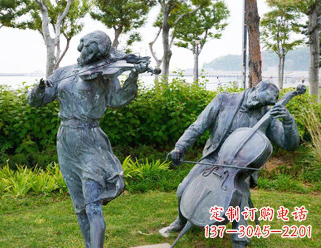 邯郸双面演奏大提琴&小提琴铜雕塑