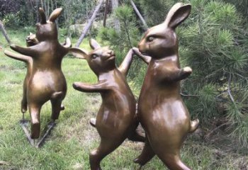 邯郸铜雕奔跑兔子动物雕塑