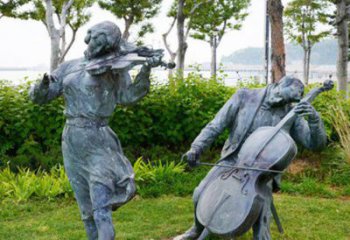 邯郸双面演奏大提琴&小提琴铜雕塑