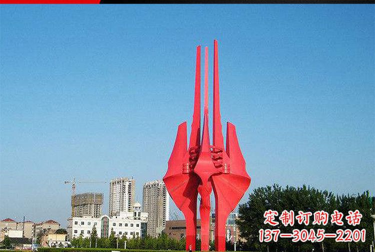 邯郸中领雕塑红色不锈钢树叶雕塑