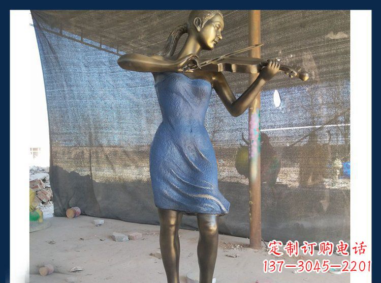 邯郸广场铜雕西方美女拉小提琴人物雕塑