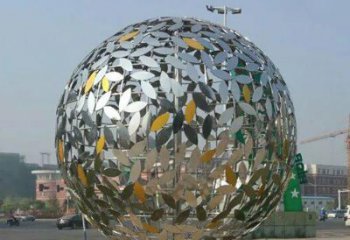 邯郸华丽曼妙的不锈钢树叶镂空球雕塑