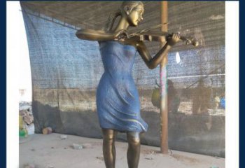 邯郸精美细腻的西方美女拉小提琴人物雕塑