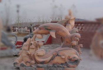 邯郸海豚海浪石雕，精美艺术品