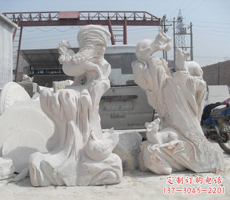 邯郸中领雕塑，打造古典唯美的汉白玉公鸡雕塑