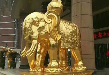邯郸鎏金大门大象铜雕，招财辟邪吉祥动物雕塑