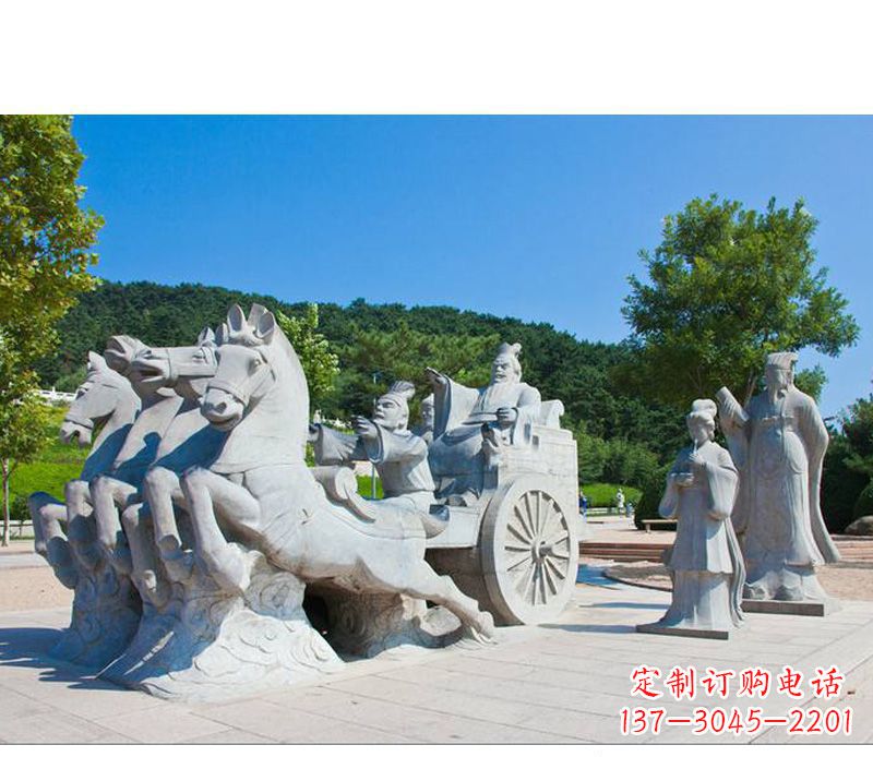 邯郸秦始皇坐马车石雕悉心打造雕塑艺术之精髓