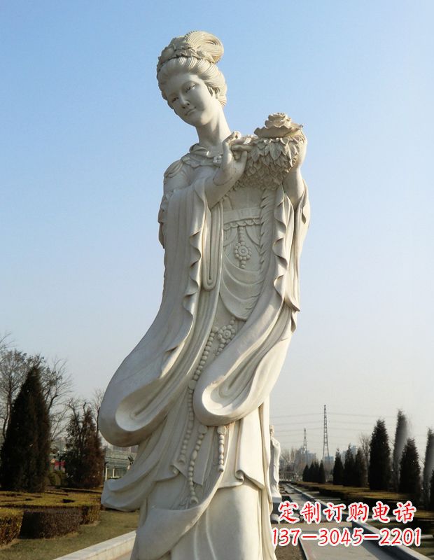 邯郸古典美女雕塑——十二花神之四月牡丹杨玉环汉白玉
