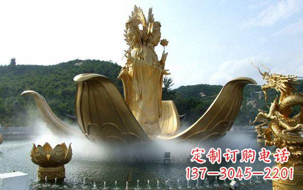 邯郸寺庙三面观音雕像